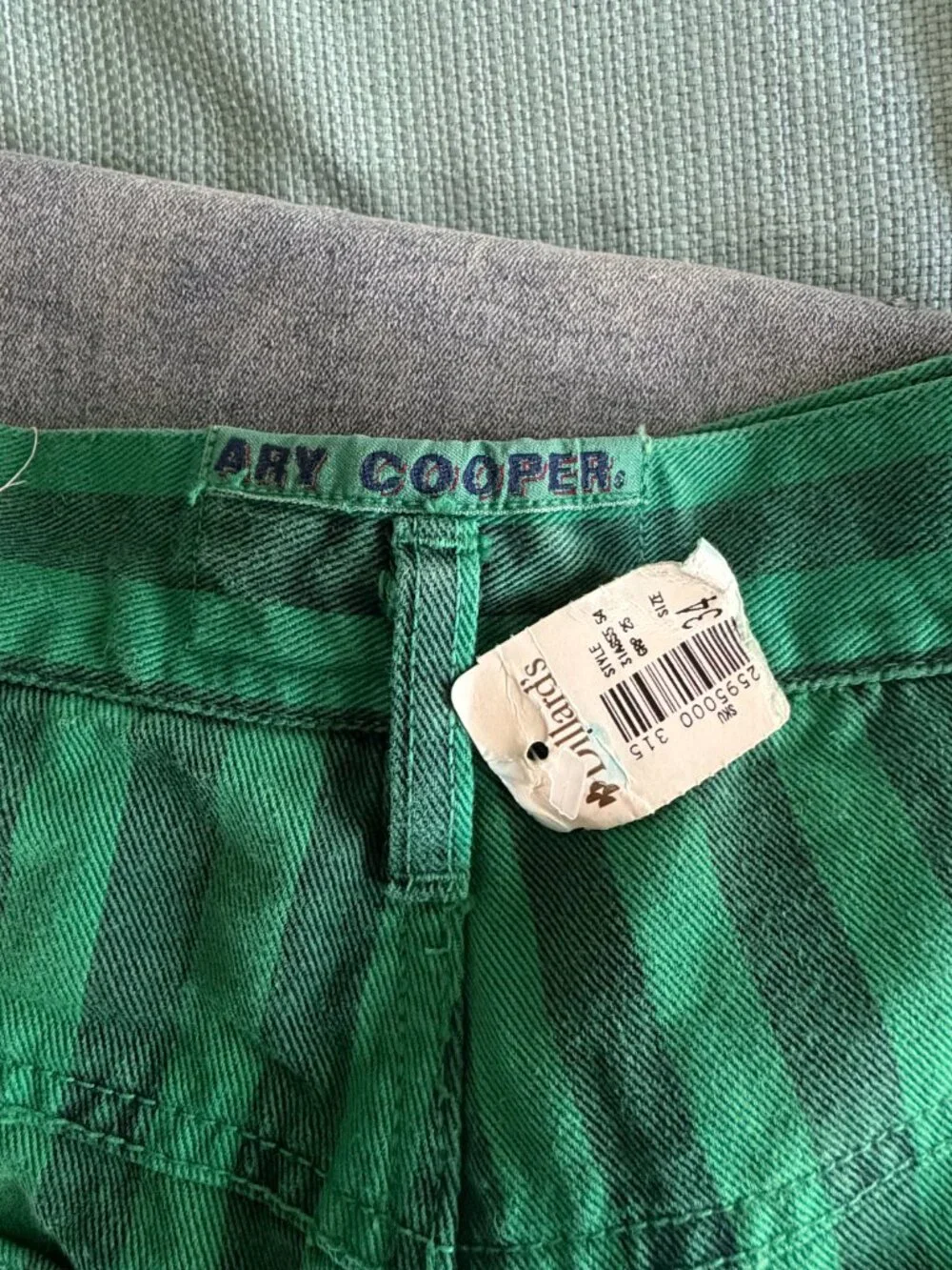 Vintage Ary Cooper Green Black Striped Shorts Men's 34 Cotton 90s Made in Hong K